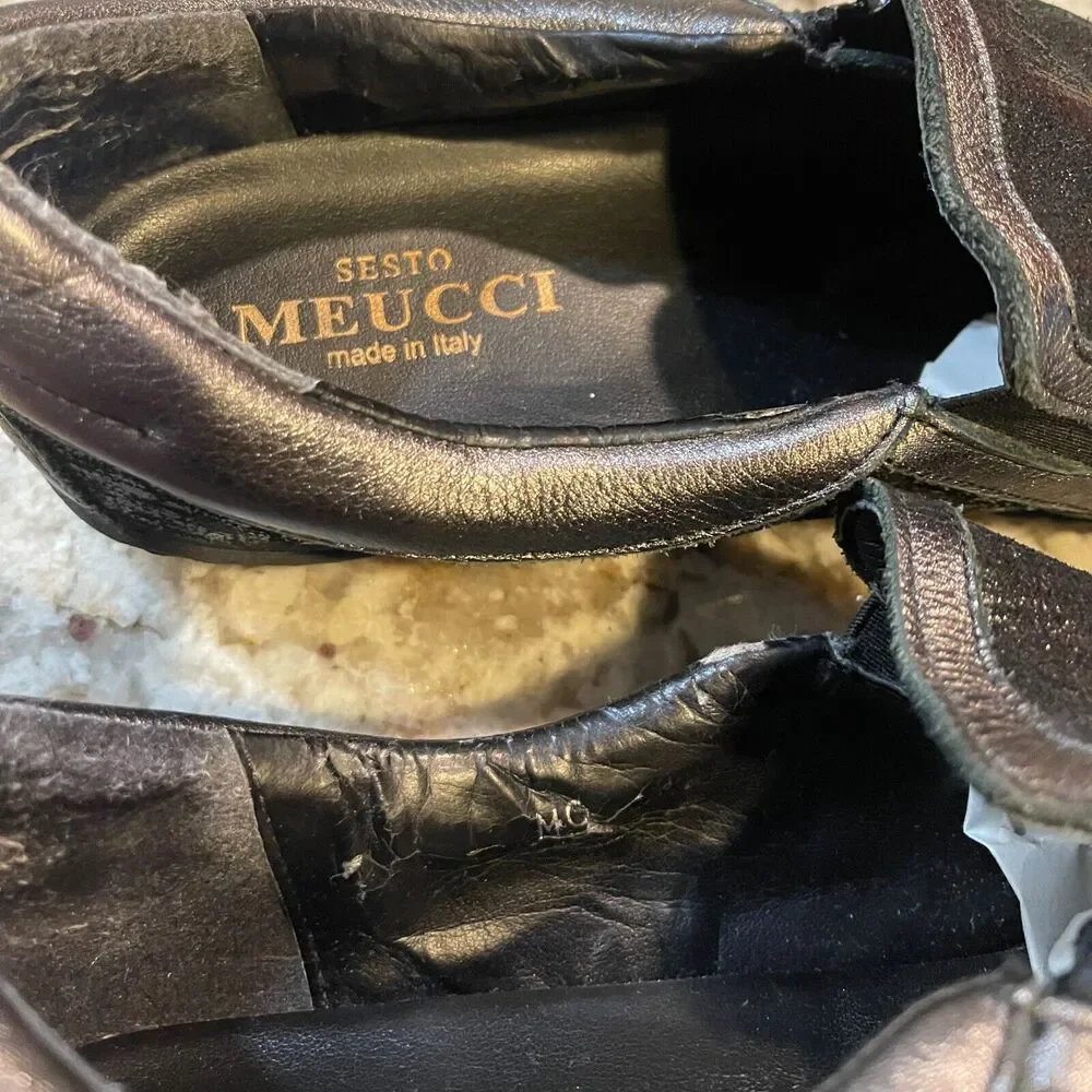 Sesto‎ Meucci Fiorin Black And Silver Slip On Sneaker Size 9 Retail $210
